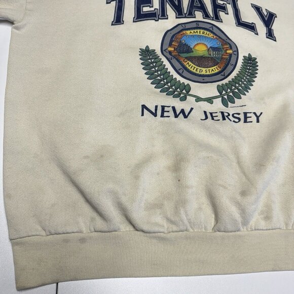 Vintage 90s Tenafly New Jersey Sweatshirt Adult XL White Crew Neck - Picture 5 of 16